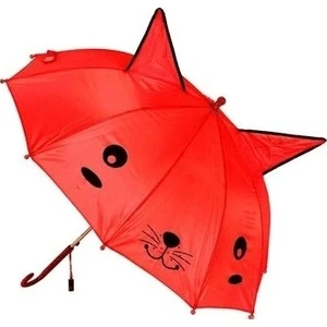 Düdüklü ve Kulaklı Baston Çocuk Şemsiyesi (Kırmızı)