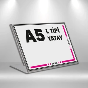 L Tipi A5 Pleksi Föylük Broşürlük Yatay 5'li