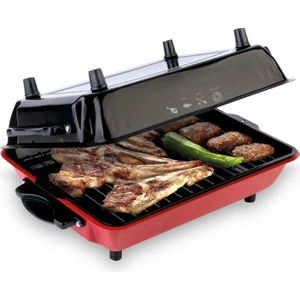 Büyük Boy Elektrikli Izgara Barbekü Mangal Kebapçı Balıkçı Emaye Gövdeli + Emaye Tepsi Hediyeli