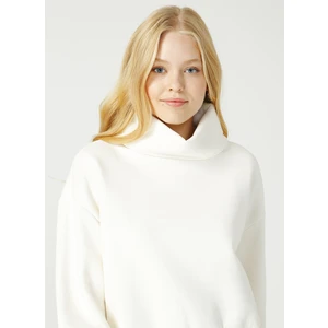 Ekru Kadın Dik Yaka Düz Sweatshirt VEJA