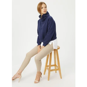 Lacivert Kadın Dik Yaka Düz Sweatshirt VEJA