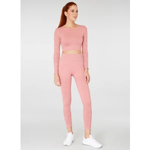 Naples Uzun Kol Crop Top Econyl Pembe