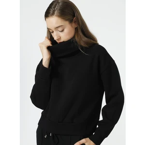Siyah Kadın Dik Yaka Düz Sweatshirt VEJA