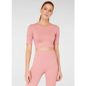 Naples Kısa Kol Crop Top Econyl Pembe
