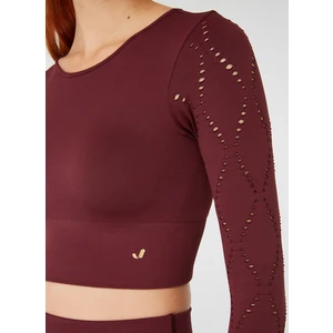 Naples Uzun Kol Crop Top Econyl Bordo