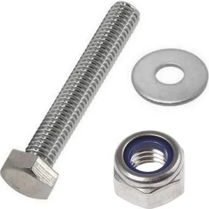 M8*80 mm Tam Diş Civata+Fiberli Somun+Pul (10 Adet) M8*80 mm Tam Diş Civata+Fiberli Somun+Pul (10 Adet)