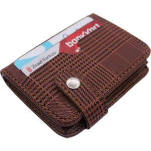 Mkm Man Deri Görünümlü Ekoseli Içi Şeffaf Kartlık & Cüzdan