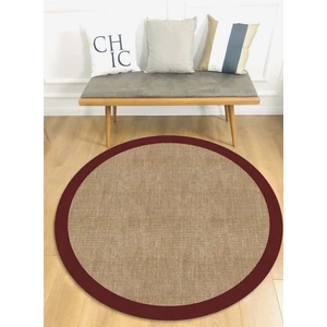 Decomia Home Dijital Baskılı Kaymaz Taban Yıkanabilir Bordo Çerçeveli Salon Koridor Jüt Halı PASPAS-D7025