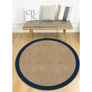 Decomia Home Dijital Baskılı Kaymaz Taban Yıkanabilir Lacivert Çerçeveli Salon Koridor Jüt Halı PASPAS-D7028