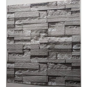 Renkli Duvarlar Yapışkanlı 3 Boyutlu Yığma Tuğla Gri Duvar Kağıdı 3D Panel NW115