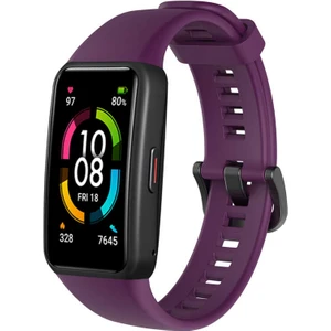 Mobaxaksesuar Huawei Band 6 Kordon  1-1 Uyumlu Silikon Kopçaklı Kordon Mürdüm