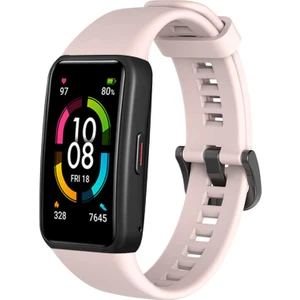 Mobaxaksesuar Huawei Band 6 Kordon  1-1 Uyumlu Silikon Kopçaklı Kordon Açık Pembe