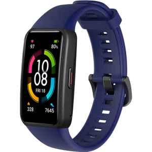 Mobaxaksesuar Huawei Band 6 Kordon  1-1 Uyumlu Silikon Kopçaklı Kordon Lacivert