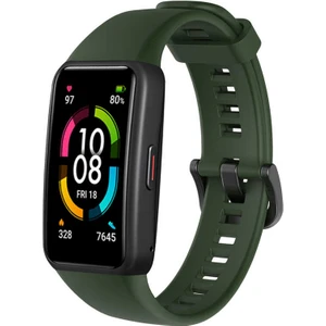 Mobaxaksesuar Huawei Band 6 Kordon  1-1 Uyumlu Silikon Kopçaklı Kordon Koyu Yeşil