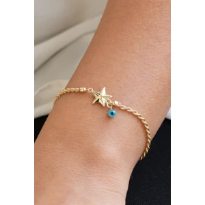 Altın Nazar Boncuklu Yıldız Bileklik