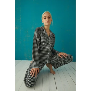 Kadın Süet Boydan Düğmeli Pijama Takımı - 5660-4