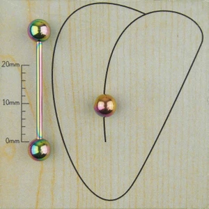 Renkli Çelik Dil Piercing 25MM