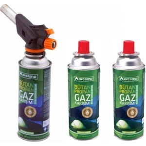 Valfli 227 gr Kartuş Tüp Çakmaklı Pürmüz Set 3 Lü  Paket