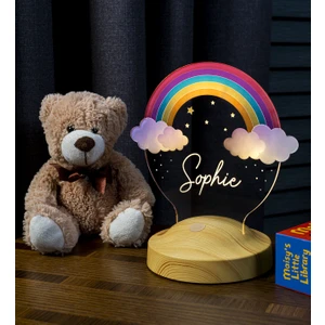 Sevgilambası Gökkuşağı Kız Çocuk Hediyesi Rainbow Kişiye Özel Doğum Günü Led Gece Lambası, Çocuk Odası Aydınlatması, Erkek Bebek, Kız Bebek