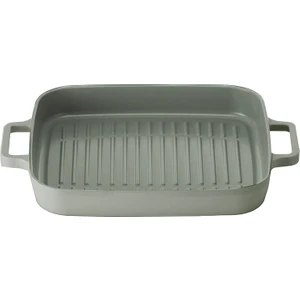 Fika Gri Alüminyum Döküm Dikdörtgen Izgara Tava 28 cm Metal Kulplu
