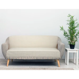 Kubal Home Ekru Koltuk Örtüsü Buldan Bezi Kara Tezgah Dokuma El Bağlama 180 x 220 Koltuk Şalı Kanepe Berjer Örtüsü