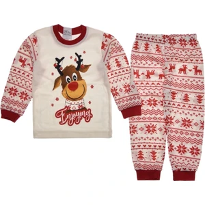 Geyik Desenli Yılbaşı Temalı Unisex Çocuk Pijama Takımı 3-4-5-6-7-8-9 Yaş