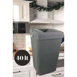 Ego Home Motek Tekli Motek Siyah Hassas Kapaklı Çöp Kovası Siyah 40 Lt Siyah
