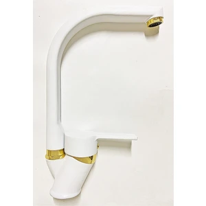 Armilla Armatür Armilla Beyaz Gold Balık Sırtı Borulu Lüx Tasarım Mutfak Eviye Musluğu Bataryası Çeşmesi