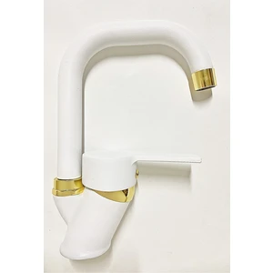 Armilla Armatür Armilla Beyaz Gold Köşe Borulu Banyo Lavabo Bataryası Musluğu Çeşmesi