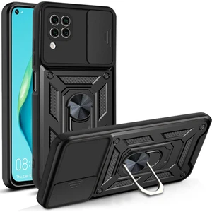 Huawei P40 Lite Uyumlu Kılıf Kamera Korumalı Sürgülü Yüzüklü Armor Military Tank Zırh