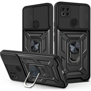 Oppo A15-A15S Uyumlu Kılıf Kamera Korumalı Sürgülü Yüzüklü Armor Military Tank Zırh
