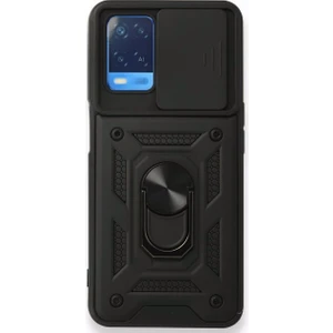 Oppo A54 Uyumlu Kılıf Kamera Korumalı Sürgülü Yüzüklü Armor Military Tank Zırh