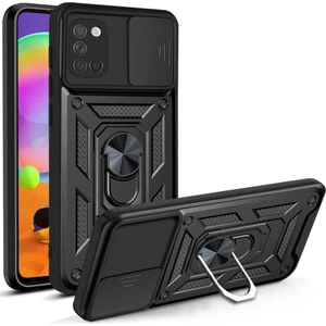 Oppo A52/A72/A92 Uyumlu Kılıf Kamera Korumalı Sürgülü Yüzüklü Armor Military Tank Zırh
