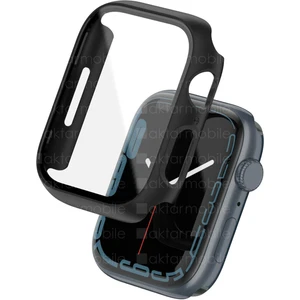 Apple Watch 7 45 mm Uyumlu Ekran Koruyucu Kasa Koruma  Full Body Gard Tüm Gövde Koruyucu Tam Koruma Siyah