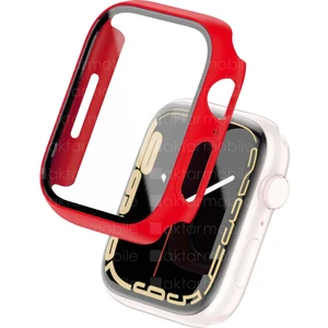 Apple Watch 7 45 mm Uyumlu Ekran Koruyucu Kasa Koruma  Full Body Gard Tüm Gövde Koruyucu Tam Koruma Kırmızı