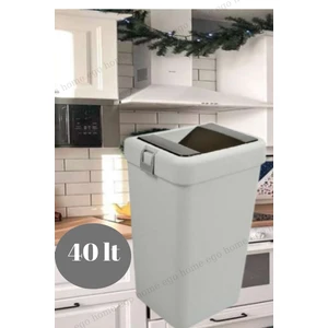 Ego Home Egohome Motek Tekli Çöp Kutusu Kovası Hassas Kapaklı 40 Lt Gri