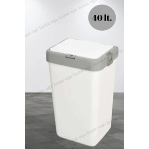 Ego Home Motek Beyaz 40 Lt Tekli Kirli Sepeti Çamaşır Sepeti Dokunmatik Kirli Sepeti Beyaz