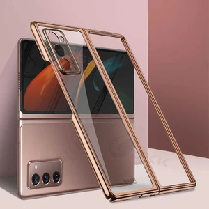 Samsung Galaxy Z Fold 2 Kılıf Şeffaf Kıpta Kapak Rose Gold