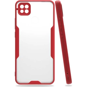 Xiaomi Redmi 9c Kılıf Kenar Renkli Kamera Korumalı Mat Kapak Kırmızı