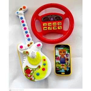 Berat Toys Berattoys Üçü  Birarada Türçe Müzikli Gitar Dokunmtk Türkçe Müzikli Telefon Türkce Sesli Direksiyon