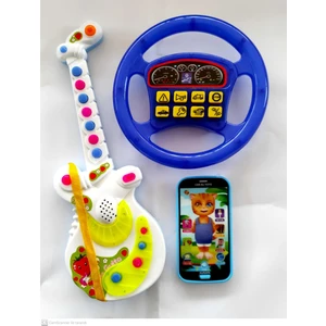 Berat Toys Berattoys Üçü  Birarada Türçe Müzikli Gitar Dokunmtk Türkçe Müzikli Telefon Türkce Sesli Direksiyon