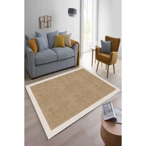 Decomia Home Dijital Baskılı Kaymaz Taban Yıkanabilir Bej Çerçeveli Salon Koridor Mutfak Jüt Halı YOLLUK-D7024