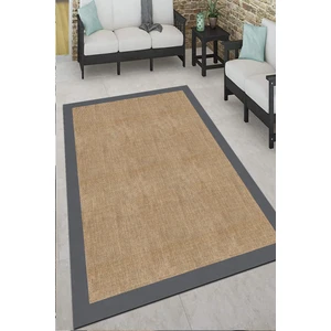 Decomia Home Dijital Baskılı Kaymaz Taban Yıkanabilir Antrasit Çerçeveli Salon Koridor Jüt Halı YOLLUK-D7026