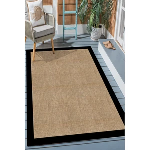 Decomia Home Dijital Baskılı Kaymaz Taban Yıkanabilir Siyah Çerçeveli Salon Koridor Jüt Halı YOLLUK-D7027