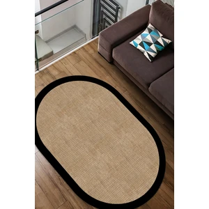 Decomia Home Dijital Baskılı Kaymaz Taban Yıkanabilir Siyah Çerçeveli Salon Koridor Jüt Oval Halı YOLLUK-D7027
