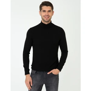 Pierre Cardin Erkek Siyah Slim Fit Balıkçı Yaka Triko Kazak 50248530-VR046
