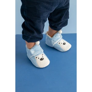 First Step Kutup Ayısı Kaydırmaz Tabanlı Pamuk Astarlı Çıtçıtlı Panduf