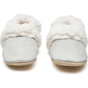 First Step Suni Yünlü Peluş Gri Süet Kaydırmaz Taban Patik