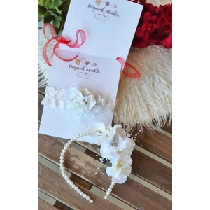 Rengarenk Minikler Anne Bebek Beyaz Cicek Inci Detaylı Taç & Saçbandì