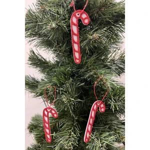 Kullan At Market Yılbaşı Baston Şeker Keçe Ağaç ve Hediye Süsü 8X3CM 6lı